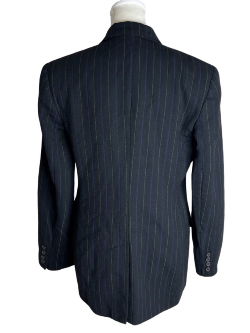 Vintage 90s Ralph Lauren Pinstripe Wool Blazer 4 Preppy Old Money Equestrian - Picture 3 of 15